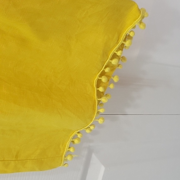 THREE DOTS Yellow Wide-Leg Pants with Pom-Pom Trim Size Small - Picture 4 of 9